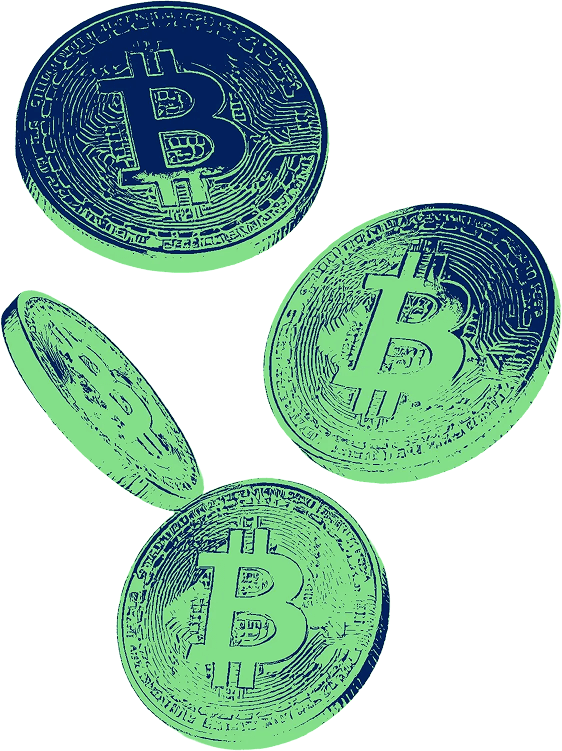 Bitcoin Coins Large falling