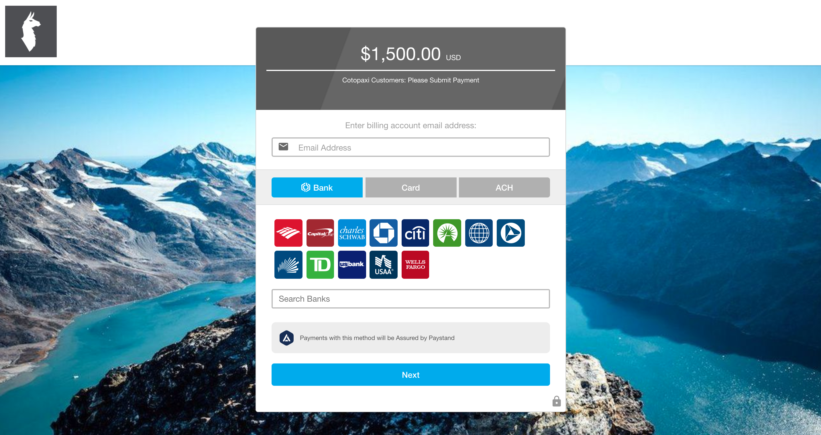 payment portal paystand cotopaxi background